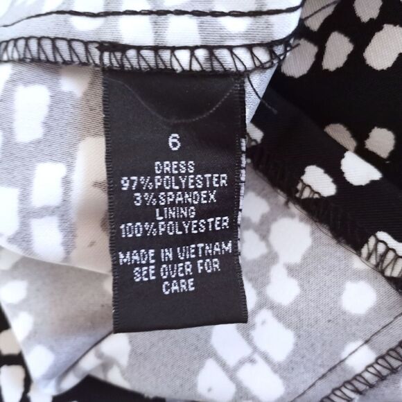 AB STUDIO BLACK & WHITE GEOMETRIC PRINT DRESS SZ.6 EUC - Picture 8 of 9